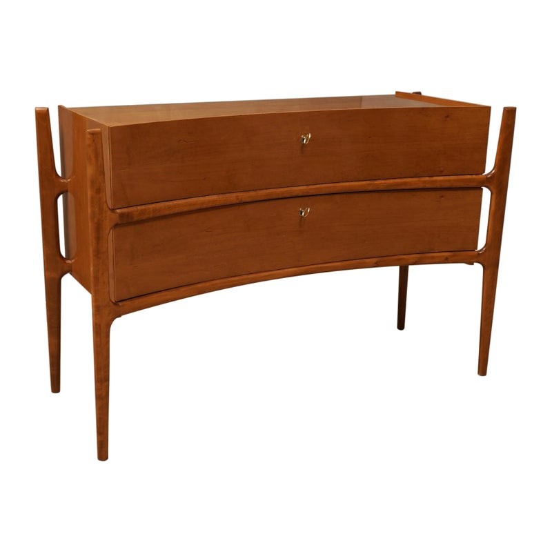 C 121Cassettiere Mid-Century in legno di ciliegio e ottone Italia, 1970