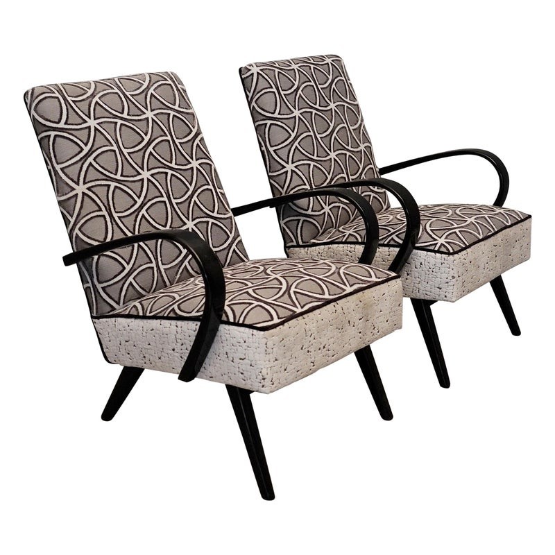 P 144 Poltrone italiane della metà del secolo in velluto bianco e legno di faggio, 1950