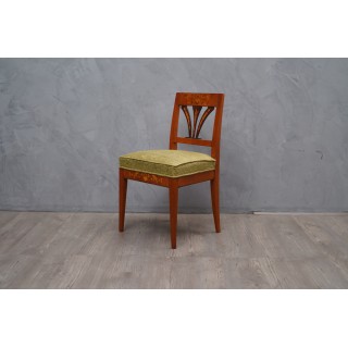 SD 70 Sedie austriache Biedermeier in noce e velluto verde geometrico, 1850