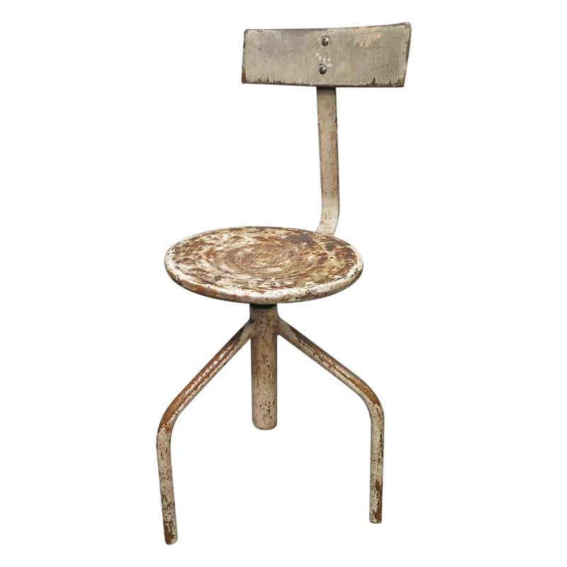 SD 81 Sgabello industriale rotondo in metallo della metà del secolo, Italia, 1960