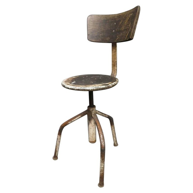 SD 82 Sgabello industriale rotondo in metallo della metà del secolo, Italia, 1960