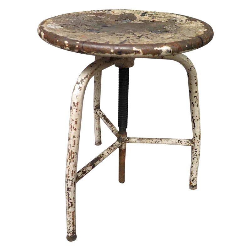 SD 83 Sgabello industriale rotondo in metallo della metà del secolo, Italia, 1960