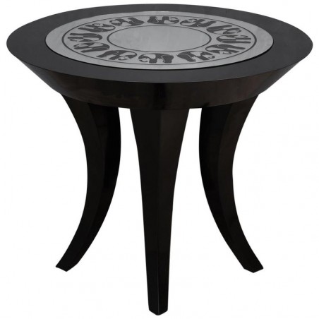 T 175 Coppia di tavolini Mid-Century in gommalacca nera e specchio italiani, 1980