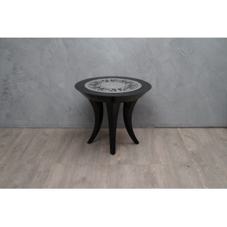 T 175 Coppia di tavolini Mid-Century in gommalacca nera e specchio italiani, 1980