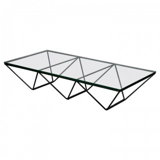 T 177 Tavolino da sofà rettangolare "Alanda" di Paolo Piva Mid-Century in vetro e ferro, 1979