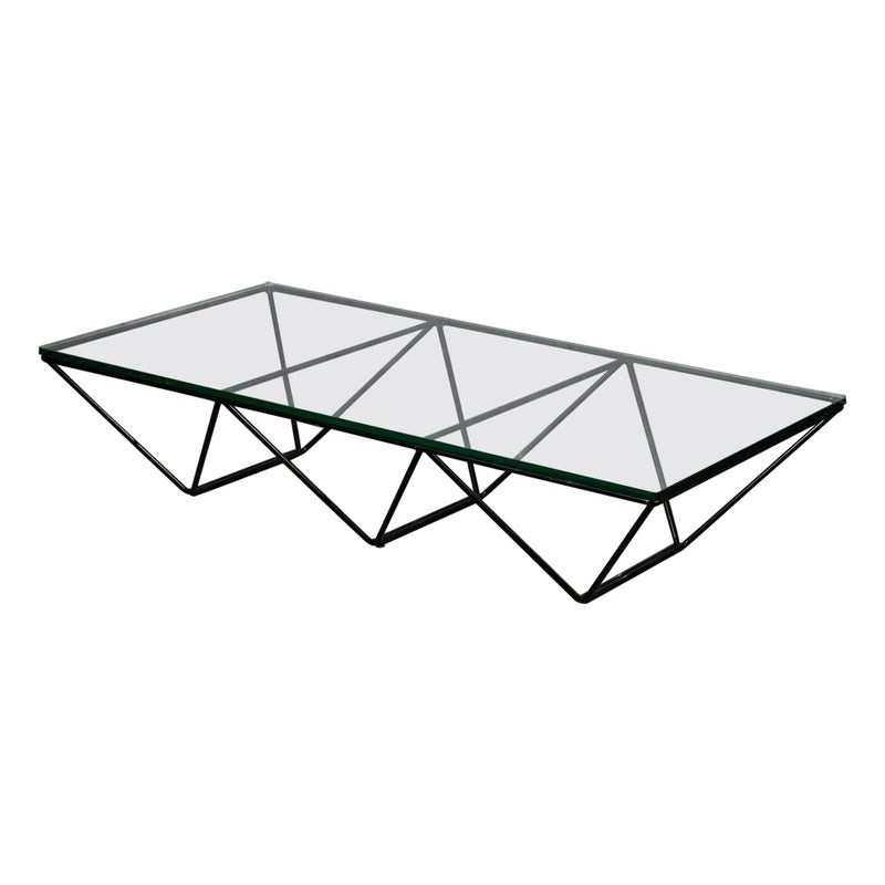 T 177 Tavolino da sofà rettangolare "Alanda" di Paolo Piva Mid-Century in vetro e ferro, 1979