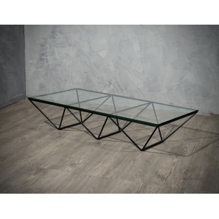 T 177 Tavolino da sofà rettangolare "Alanda" di Paolo Piva Mid-Century in vetro e ferro, 1979