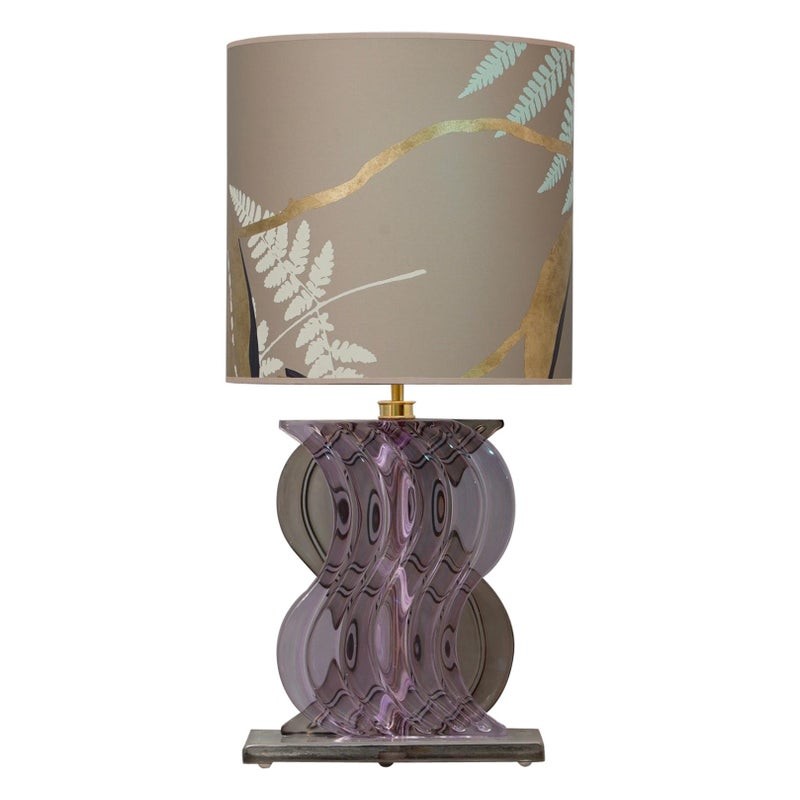 LT 117 Lampada da Tavolo Mid-Century in Vetro Soffiato Colore Pervinca di Murano, 1980