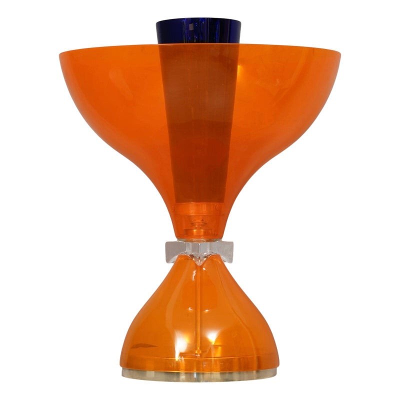 LT 123 Lampada da Tavolo Murano Vistosi in Vetro Soffiato Arancio, 1980