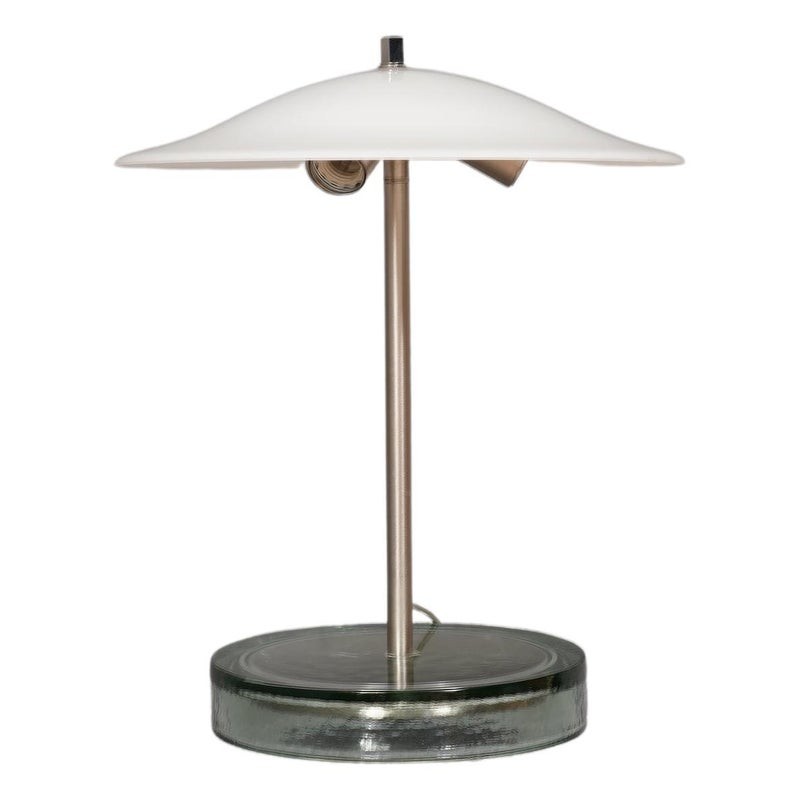 LT 125 Lampada da Tavolo di Murano Vistosi in Vetro Soffiato Bianco, 1980