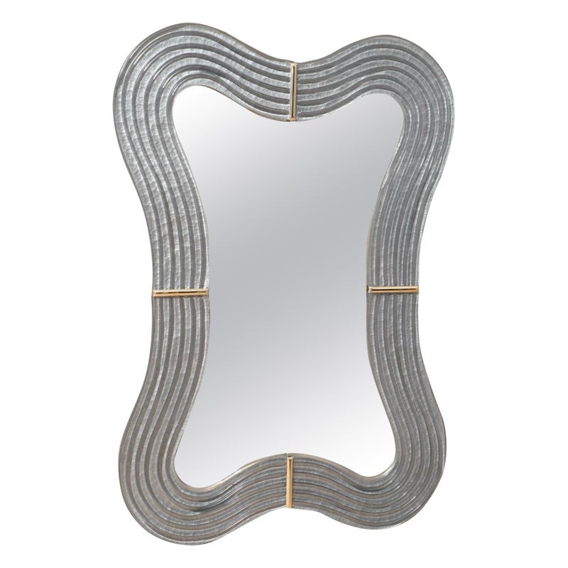 SP 50 Specchio da parete in vetro di Murano e ottone, 1990