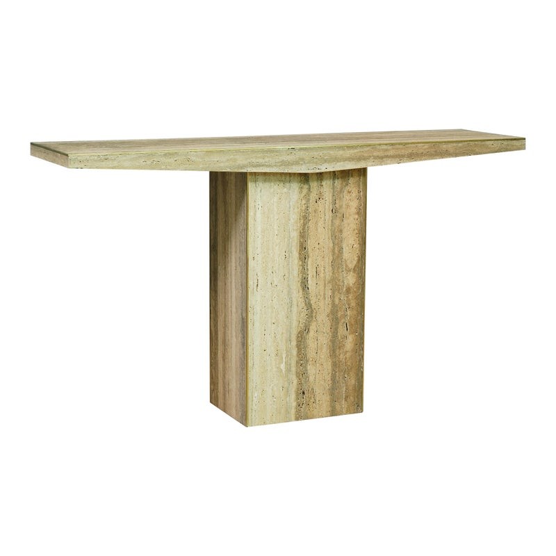 CO 47 Consolle MidCentury quadrata in travertino e ottone, 2020