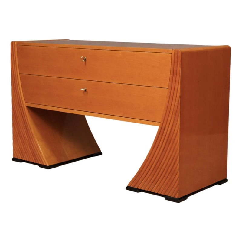 Comò MidCentury in legno di ciliegio e ottone, Italia, 1950