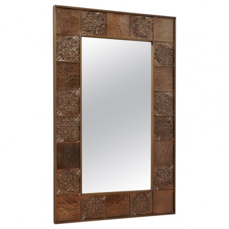 SP 53 Specchio da parete in vetro e ottone color tortora di Murano, 1990