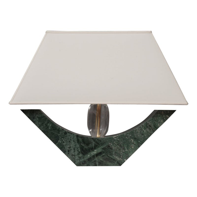 LT 135 Lampada da tavolo in marmo verde india e vetro di Murano